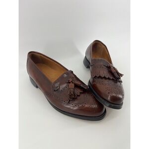 Johnston & Murphy Optima Tassel Wingtip Loafers Mens Brown Leather Dress Shoes